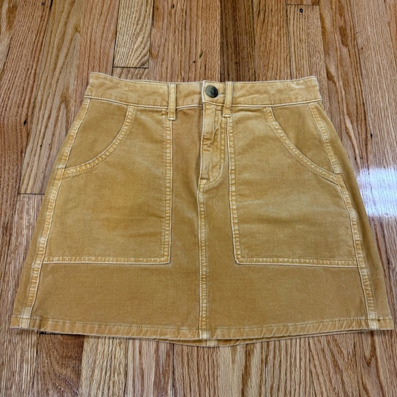 American Eagle Outfitters Dresses & Skirts - American Eagle Outfitters Gold Corduroy High Rise A-Line Mini Skirt